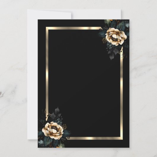 Elegant Flower Gold Lijst Zwart 60e Verjaardag Kaart (Achterkant)