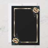 Elegant Flower Gold Lijst Zwart 65e Verjaardag Kaart (Achterkant)