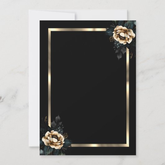 Elegant Flower Gold Lijst Zwart 80e Verjaardag Kaart (Achterkant)