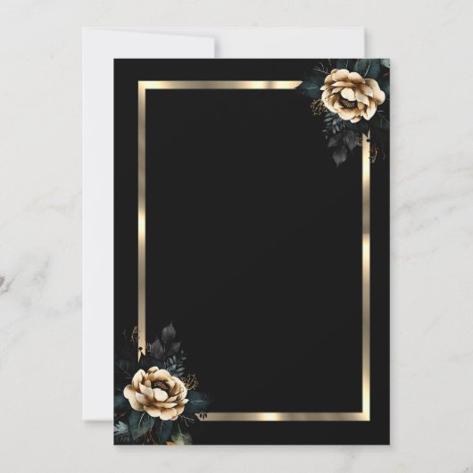 Elegant Flower Gold Lijst Zwart 85e Verjaardag Kaart (Achterkant)