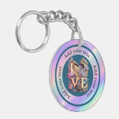 Elegant Flower, Heart and Golden Love Sleutelhanger (Voorkant Links)