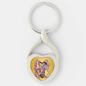 Elegant Flower, Heart and Golden Love Sleutelhanger (Voorkant)