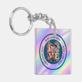 Elegant Flower, Heart and Golden Love Sleutelhanger (Voorkant Links)