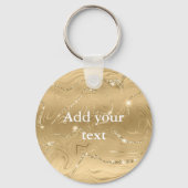 Elegant Flower, Heart and Golden Love Sleutelhanger (Achterkant)