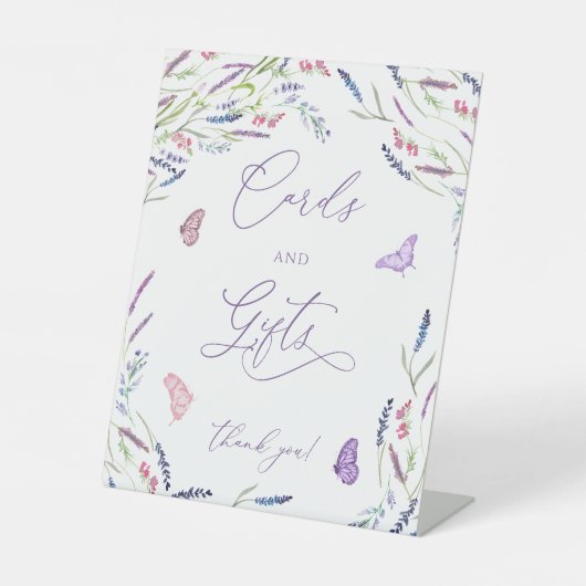 Elegant Flower Lavender Kaarten and Gifts Reclamebord Met Voetstuk (Voorkant)
