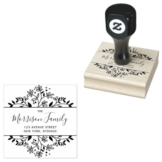 Elegant Flower lijst scriptadres Rubberstempel (Gestempeld)