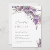 Elegant Flower Lila Bridal Shower Invitation Kaart (Voorkant)