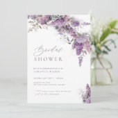 Elegant Flower Lila Bridal Shower Invitation Kaart (Staand voorkant)