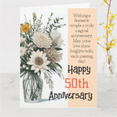 Elegant Flower Modern Art Jubileum Kaart (Gele Bloem)