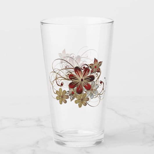 Elegant Flower Pareltjes Ruby Diamond Drink Glas (Voorkant)
