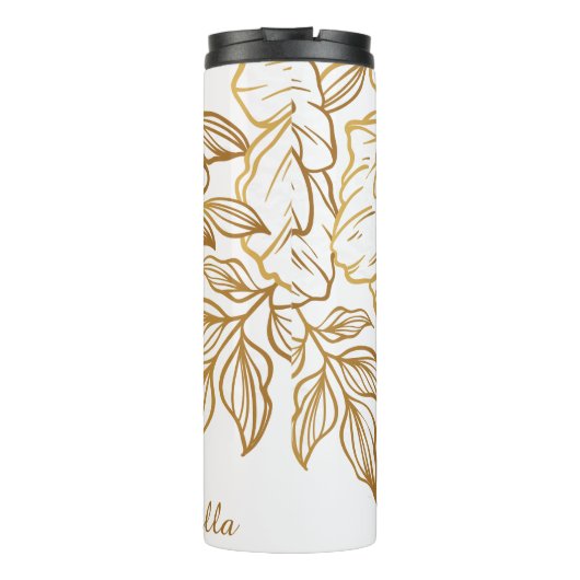 Elegant Flower Pattern aangepaste monogram tumbler Thermosbeker (Achterkant)