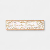 Elegant Flower Pattern, aangepaste naam Deurbordje (Voorkant)