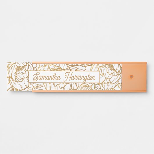 Elegant Flower Pattern, aangepaste naam Deurbordje (Voorkant)