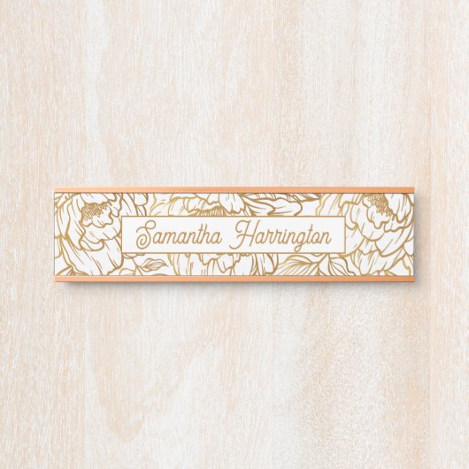 Elegant Flower Pattern, aangepaste naam Deurbordje (Voorkant)