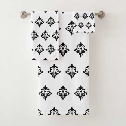 Elegant Flower Pattern in Black and White Bad Handdoek (Insitu)