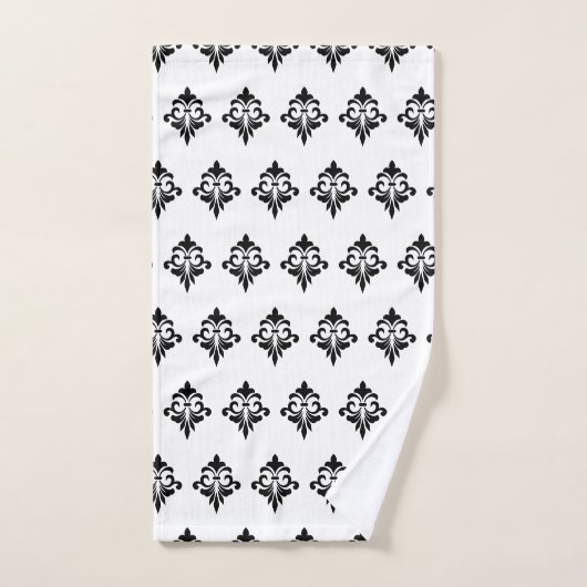 Elegant Flower Pattern in Black and White Bad Handdoek (Handdoek)