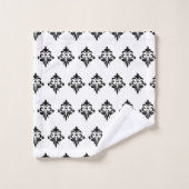 Elegant Flower Pattern in Black and White Bad Handdoek (Wasdoekje)
