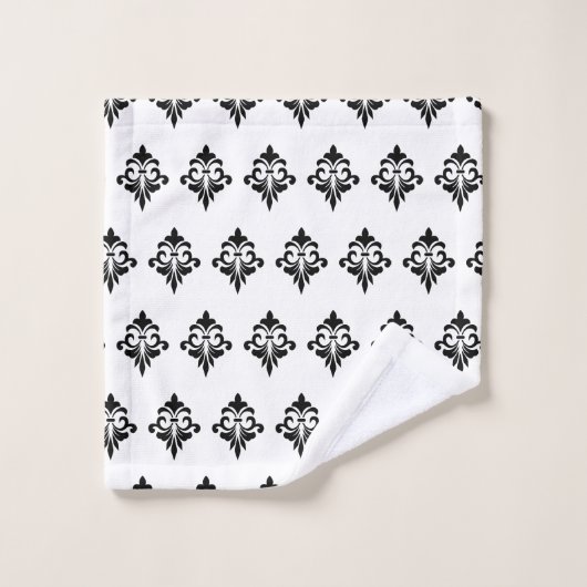 Elegant Flower Pattern in Black and White Bad Handdoek (Wasdoekje)