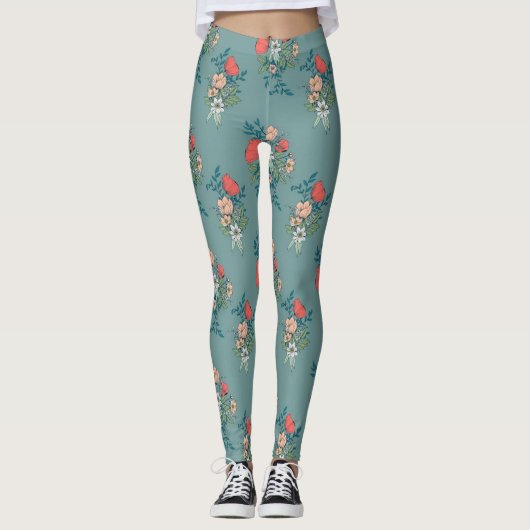 Elegant Flower Pattern Leggings (Voorkant)