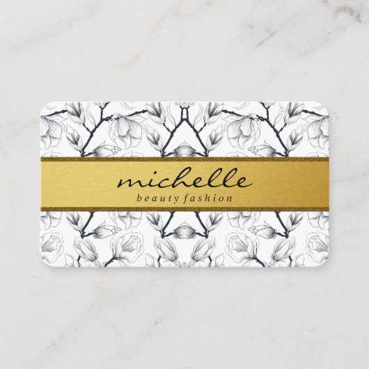 Elegant Flower Pattern Visitekaartje (Voorkant)