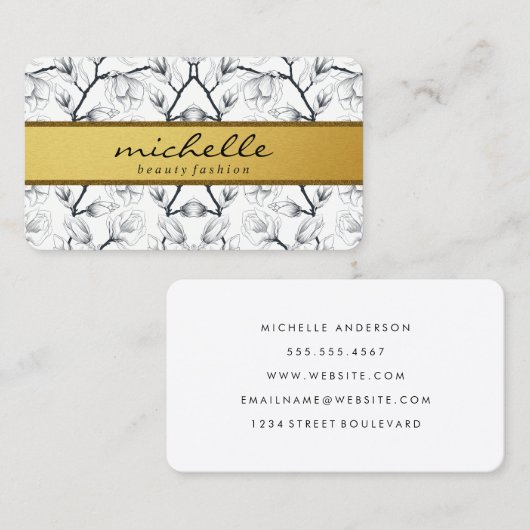 Elegant Flower Pattern Visitekaartje (Voorkant / Achterkant)