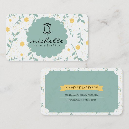 Elegant Flower Pattern Visitekaartje (Voorkant / Achterkant)