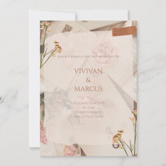 Elegant Flower Plant Textuur Vrijgezellenfeest Par Kaart (Voorkant)