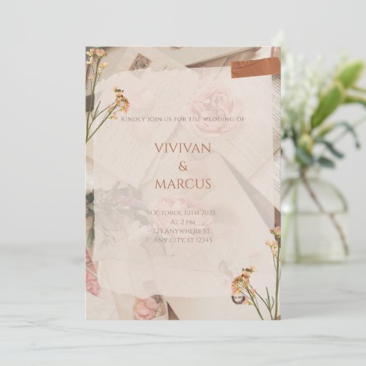 Elegant Flower Plant Textuur Vrijgezellenfeest Par Kaart (Staand voorkant)