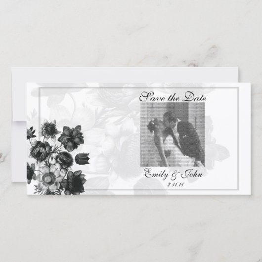 Elegant Flower Save the Date Photo Cards (Voorkant)
