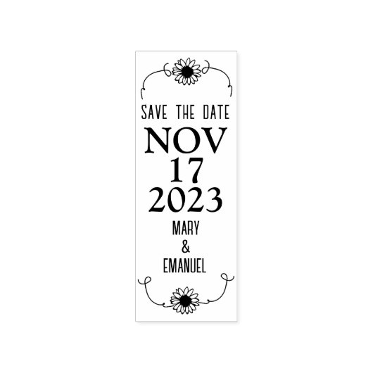 Elegant Flower Save the Date Wedding Rubberstempel (Afrduk)