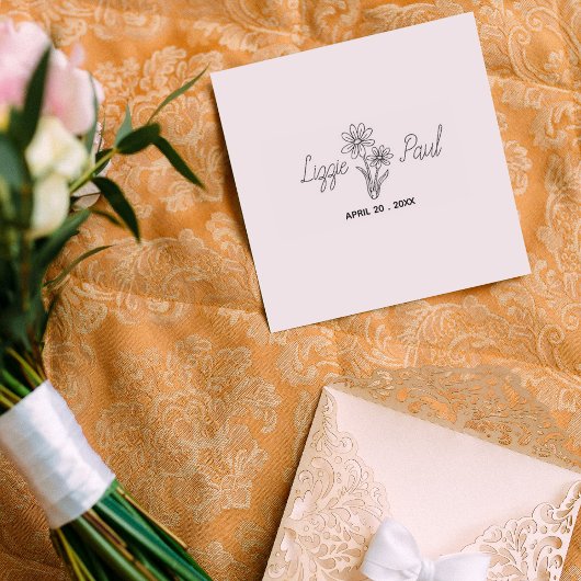 Elegant Flower Script Sla de datum op Rubberstempel