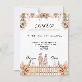 Elegant flower summer wedding RSVP kaartje
