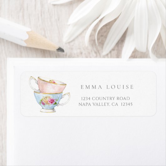 Elegant Flower Tea Bridal Brunch Address Label (Insitu)