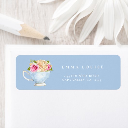 Elegant Flower Tea Bridal Brunch Address Label (Insitu)