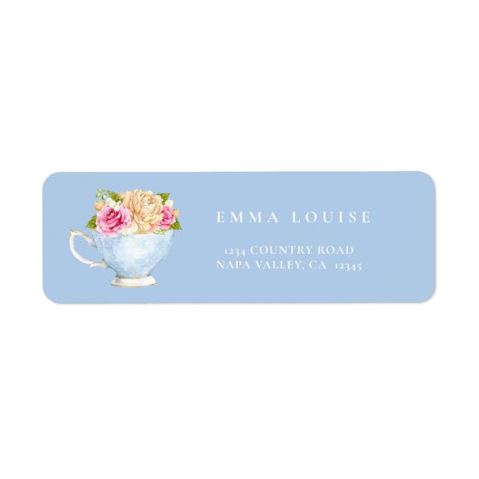 Elegant Flower Tea Bridal Brunch Address Label (Voorkant)