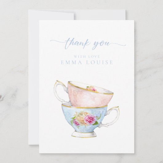 Elegant Flower Tea Bridal Brunch Bedankkaart (Voorkant)