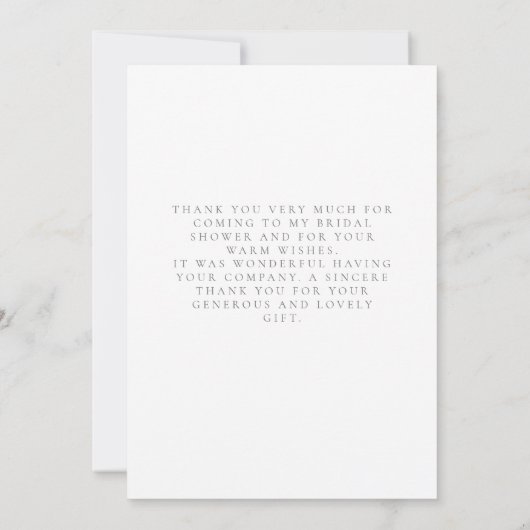 Elegant Flower Tea Bridal Brunch Bedankkaart (Achterkant)