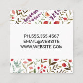 Elegant Flower Trim Pattern Vierkante Visitekaartje (Achterkant)