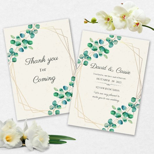 Elegant Flower Wedding Invitation Kaart
