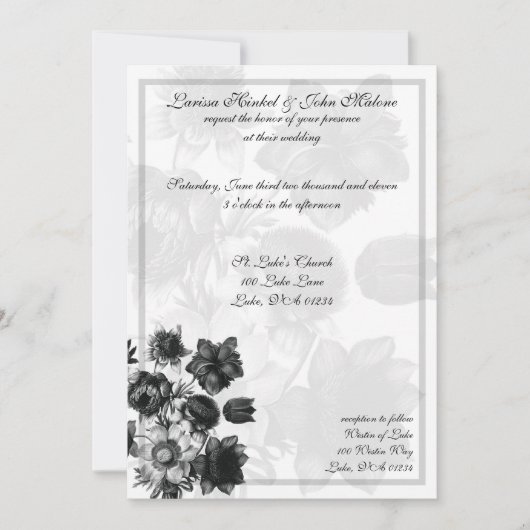 Elegant Flower Wedding Invitations Kaart (Voorkant)