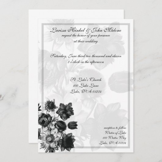Elegant Flower Wedding Invitations Kaart (Voorkant / Achterkant)