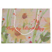 Elegant Flowered Happy Birthday Groot Cadeauzakje (Voorkant)