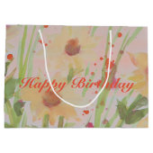 Elegant Flowered Happy Birthday Groot Cadeauzakje (Achterkant)