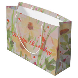 Elegant Flowered Happy Birthday Groot Cadeauzakje