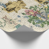 Elegant  Flowers Angels Old Script Cadeaupapier (Hoek)