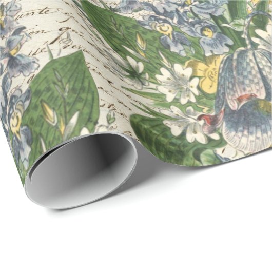 Elegant  Flowers Angels Old Script Cadeaupapier (Rol Hoek)