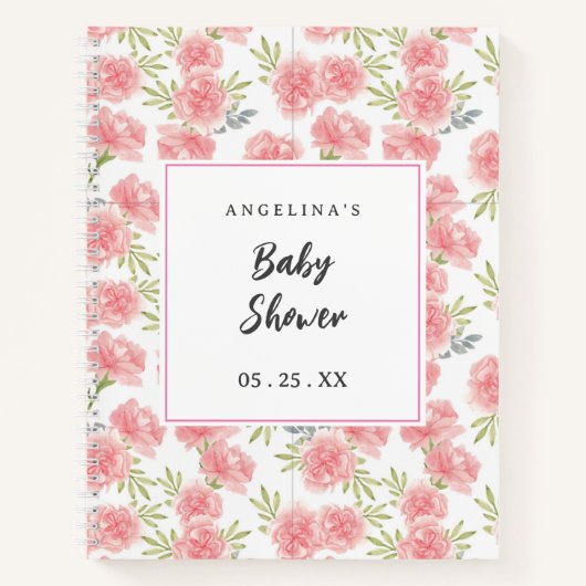 Elegant Flowers Baby shower Geschenklijst Notitieb Notitieboek (Voorkant)