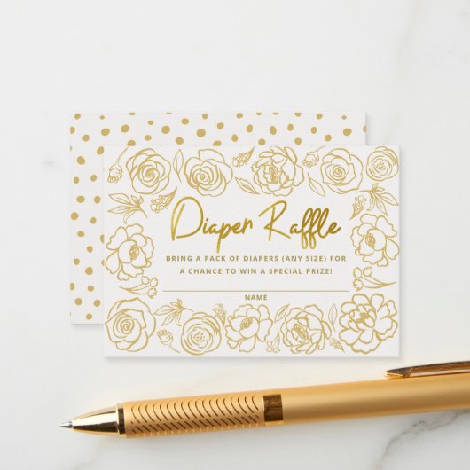 Elegant Flowers Baby shower Luier Raffle Kaart (Voorkant / Achterkant in situ)