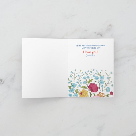 Elegant  Flowers Best Mama Happy Moederdag Kaart (Binnen)