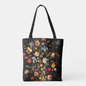 Elegant Flowers Black Floral Tote Bag (Achterkant)